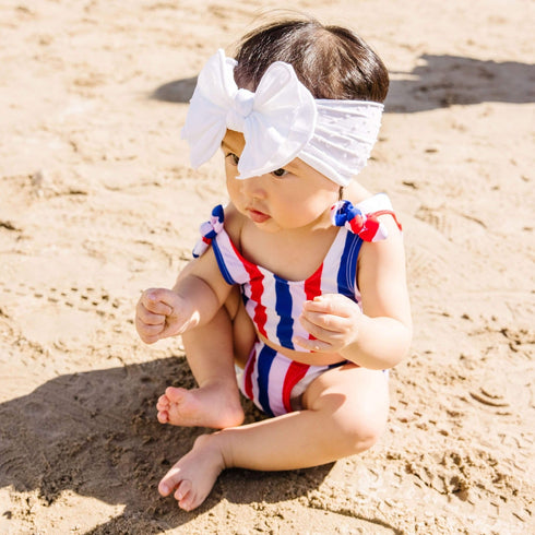 fab-bow-lous®-white-shabby-dot Baby Bling Bows clips headbands - Sophia's Style-